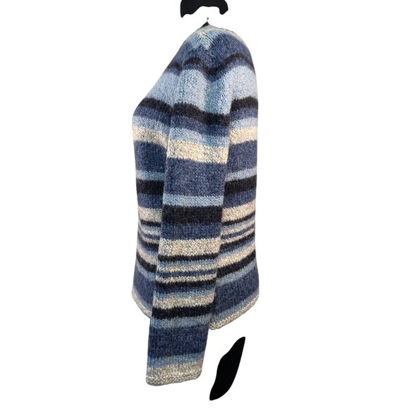 Marks & Spencer St Michael Womens Wool & Mohair Blend Striped Sweater UK 10 Blue - Picture 6 of 8